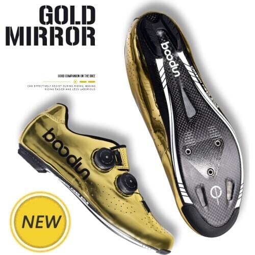 Boodun 2020 New gold Road Cycling Shoes road bike Self-Locking Shoes Carbon Fiber Ultralight professional Bicycle Racing Shoes
