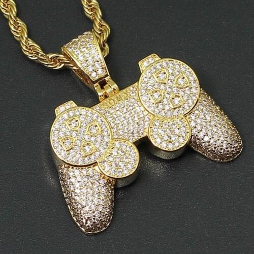 New Fashion Game Console Pendants Iced Out Chain Bling CZ Gold Silver Color Mens Hip Hop Rock Necklace Jewelry Kids Boy