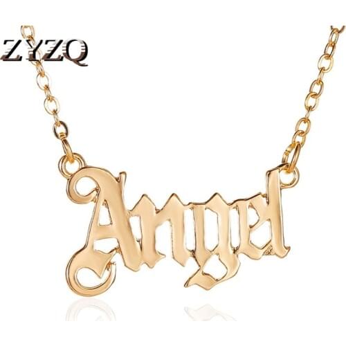 ZYZQ Personality Short Babygirl English Alphabet Necklace For Women Simple Fashion Angel Pendant Clavicle Chain