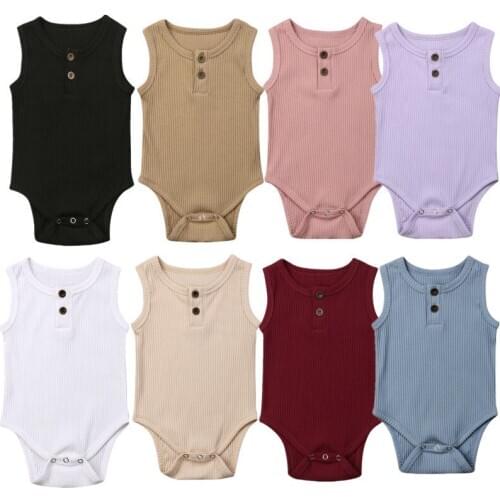 Baby Clothes Cute Newborn Baby Boy Girl Cotton Sleeveless Jumpsuit Romper Outfit Casual Clothes 8 Colours
