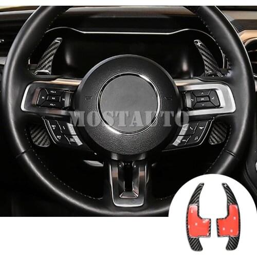 For Ford Mustang 2015-2021 Real Carbon Fiber Paddle Paddle Shift Steering Wheel Shifter Extension Black/Red