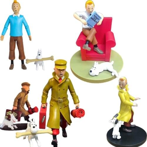 15cm Les Aventures De Tintin Et Milou Tintin Action Figure Anime The Adventures of Tintin PVC Collection Model Dolls Toys Gifts