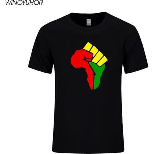Africa Power Map Fist African Pride 100% Cotton T-shirt Men 2020 New Summer Short Sleeve Tops Tees Funny Print T Shirts Homme