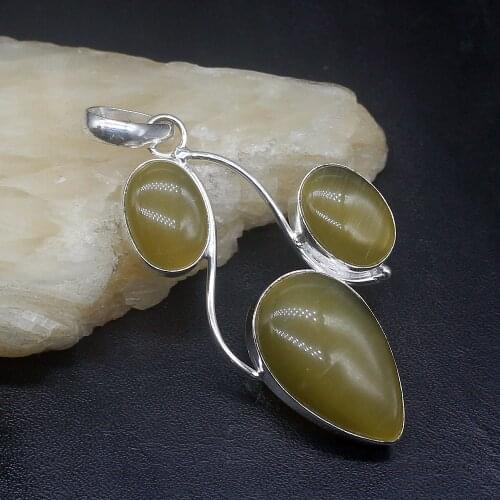 Gemstonefactory Jewelry Big Promotion 925 Silver Hot Sale Fashion Green Agate Women Ladies Gifts Necklace Pendant 0765
