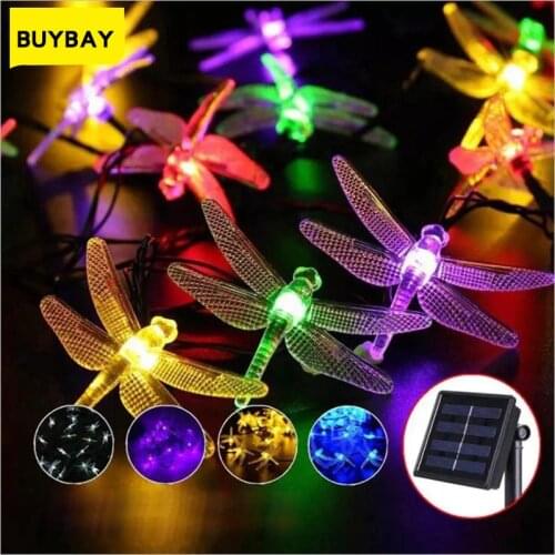 Solar Christmas Lights 30 LED 8 Modes Solar Dragonfly Fairy String Lights for Xmas Party garden Decorations Outdoor Solar Lamp
