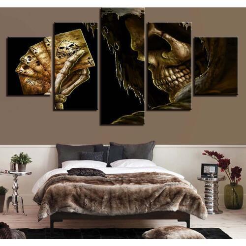 HD Modular Printed Modern Abstract Wall Art 5 Panel Skull Poster Framework Pictures Home Decor Living Room Canvas Painting