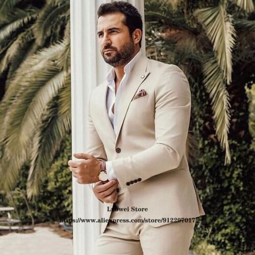 Mens Suits Slim Fit 2 Piece Suit Formal Business Jacket Pants Sets Wedding Groom Tuxedo Classic Male Blazer Terno Masculino