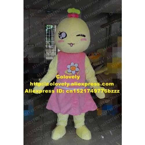 Sweet Yellow Soybean Mascot Costume Mascotte Bean Peas Legumina Soya Soy With Small Pink Bowknot Happy Face No.2978 Free Ship