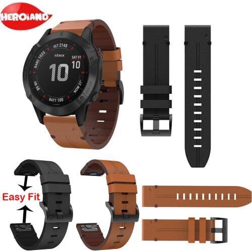 For Garmin Fenix 5X/5X Plus/6X/6X Pro Leather Watch Band Strap For Fenix 3/3HR 26mm Quick Fit Smart Bracelet Wristband Straps