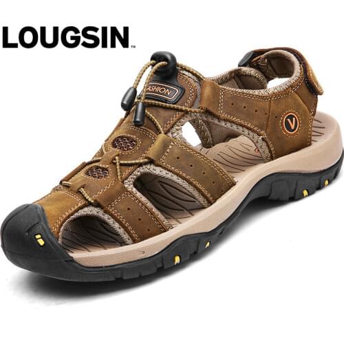LOUGSIN Men's Leather Sandals