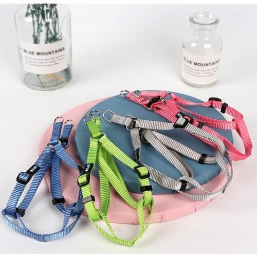 Pet Dog Cat Breathable Outgoing Nylon Solid Color Chest Strap Back Traction Rope Teddy Collar Bichon Puppy Durable Pet Supplies