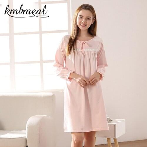 Sleepwear Womens Cotton Lovely Nightgown Long Sleeve Sleep Nightdress Nightshirt Soft and Sweet Homewear Summer Plus Size M-2XL