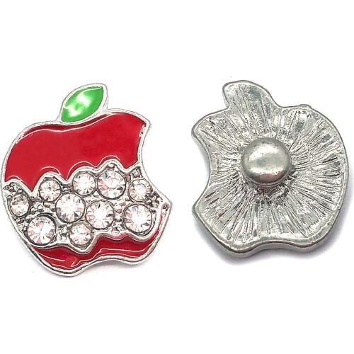 Wholesale metal Rhinestone Snap Buttons 089 Apple Diy Jewelry fit 18mm Snap button Necklaces/Bracelets for women