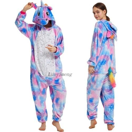 Women Men Winter Kigurumi Pajamas Unicorn Cartoon Anime Animal Onesies Girls Sleepwear Flannel Warm Jumpsuit Panda Fox Pajamas