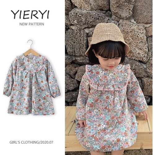 Rural Floral Kids Dresses Teenage Girl Dress Children Clothing Spring Summer Long Sleeve Wedding Party Dress High Quality