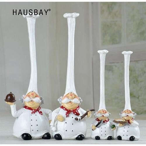 Resin Crafts Creative Chef Set Window Display Decor Kitchen Party Decorations Home Bar Display Stand Small Ornaments Gifts 05394