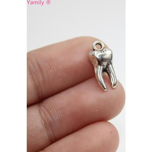 20pcs-- Tooth Charms 20x8mm Antique Silver tone Tooth Charms pendant