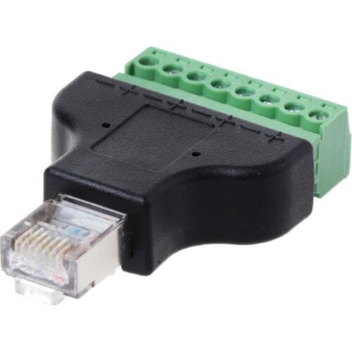 RG45 8P8C Pin Metal Cable Modular Plugs Screw Binding Post Terminals Adapter