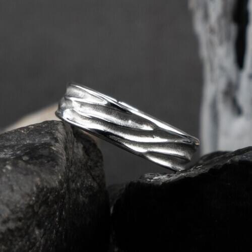 Water ripple S925 sterling Silver rings for man and women fashion jewelry