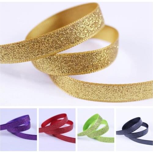 T.R RIBBON 3/8'' 9mm full solid glitter printed polyester grosgrain ribbon 50 yards for bows packing accessaries