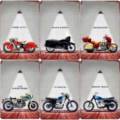 Motorcycle Brand Vintage Metal Tin Signs Pub Garage Club Decoration Man Cave Wall Posters Motor Racing Decorative Plaque ZSS54