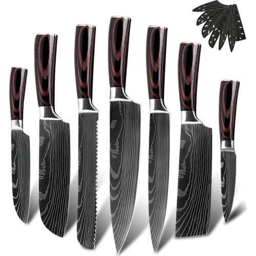 XYj Japanese Kitchen Knives Laser Damascus Pattern Chef Knife Cleaver Slicing Utility Knives Tool Halloween Christmas Gift