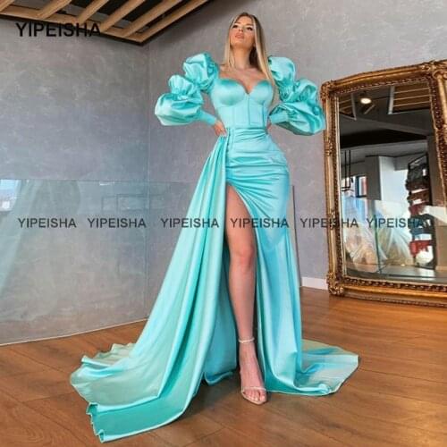 Yipeisha Sexy Mermaid Prom Dress Fashion Full Sleeves Split Evening Gown Robe de Soiree Formal Banquet Party Dresses