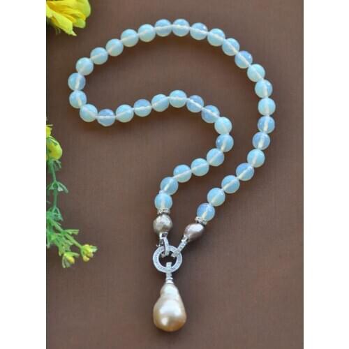 Z11027 18" 26mm Faceted Opal lavender Edison Pearl Pink Pendant Necklace CZ