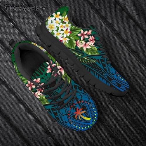 ELVISWORDS Women Shoes Polynesian Tattoo Hawaii Chuuk Pattern Brand Design Walking Shoes for Women Females Breathable Sneakers