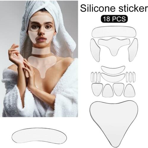18 Pcs/Set Soft Silicone Anti-wrinkle Pads Face Cheek Neck Wrinkle Patches Smoothing Anti-aging Beauty Skin Care Lift Up Tape