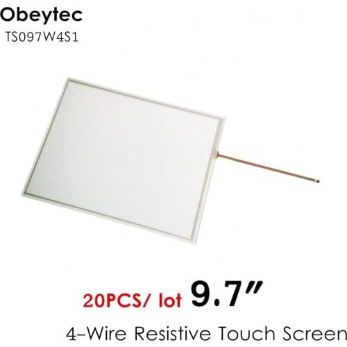 20PCS! obeycrop 9.7" Four-Wire Touchscreens, Resistive touch glass sensor, AA 195.8*146.5 mm, TS097W4S1