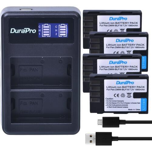 4pc DMW-BLF19 DMW BLF19 Rechargeable Li-ion Battery +LCD Dual USB Charger for Panasonic Lumix DMC-GH3 DMC GH3 GH4 DMC-GH4 Camera