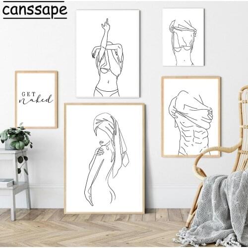 Abstract Painting Minimalist Poster Black And White Wall Posters Naked Body Canvas Print Nordic Wall Pictures For Bathroom Decor