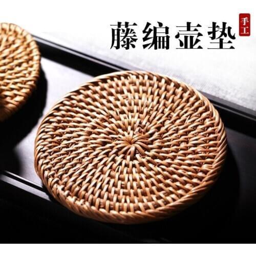Two 】 yixing purple sand tea accessories handcrafted pot mat cup mat mat bamboo weaving 18 yuan/a cane