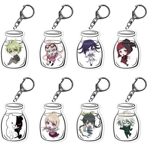Hot Selling Danganronpa V3 Q Version Keychain Kaede Akamatsu Miu Iruma Kokichi Oma Acrylic Figures Key Chain Cosplay Accessories