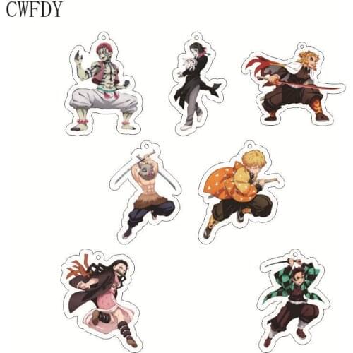 Anime Demon Slayer Keychain Kimetsu No Yaiba Kamado Tanjirou Cosplay Prop Accessory Kamado Nezuko Acrylic Key Chain 10pcs