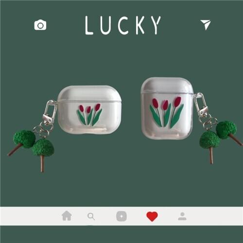 Headphone Cases For Apple Airpods 1 2 Korea Cute Tree Transparent earpods Case For Air Pod Pro Silicone Soft Cover Accessories