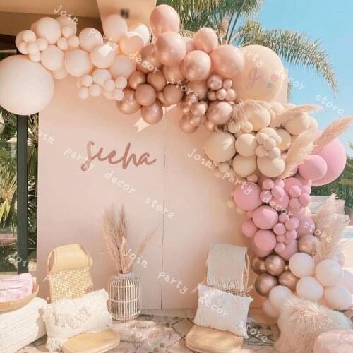 108pcs Double Layer Blush Nude Balloon Arch Garland Kit Wedding Decoration Doubled Sage Pink Apricot Balloon Baby Shower Decor