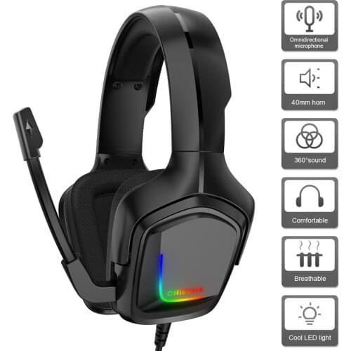 ONIKUMA K20 3.5mm Wired Headphone RGB Backlight Gaming Headset with Microphone for Computer Tablets Smartphone