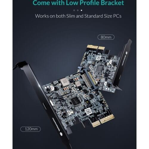 Yottamaster USB3.2 Gen 2X2 Expansion Card 20Gb/s Data Transfer,PCI-E Type C Controller Card,PCI-Express X4/X8/X16 Slots - [C5]