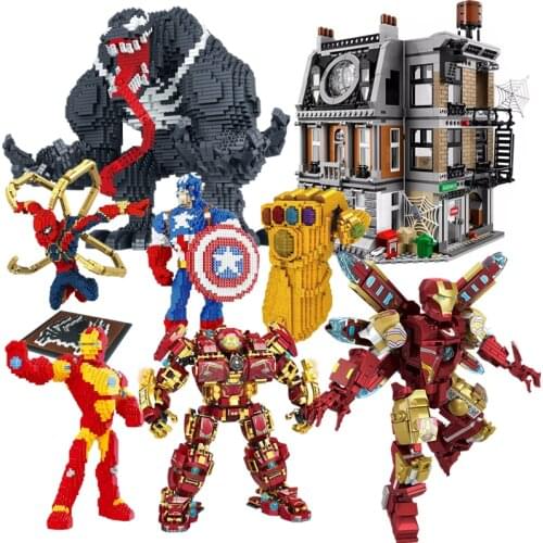 Avengers 3D Mirco Building Blocks Cartoon SIron Man Hero Anime Figure Assembled Bricks Toys For Children Christmas Gifts