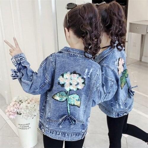 New Applique Jean Spring Autumn Coat Outerwear Top Children Clothes School Kids Costume Teenage Girl Clothing High Quality