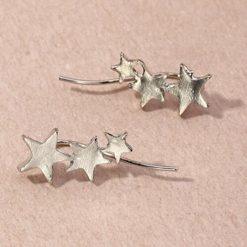 Fashion Silver Color Star Full Metal Alloy Piercing Stud Earrings for Women Bridal Party Anniversary Ear Post Minimalism Jewelry