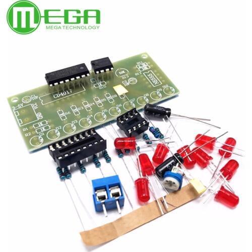 NE555 + CD4017 Practice Learing Kits LED Flashing Lights Module For Arduino Clock Generation Circuit PCB Board Electronic Suite