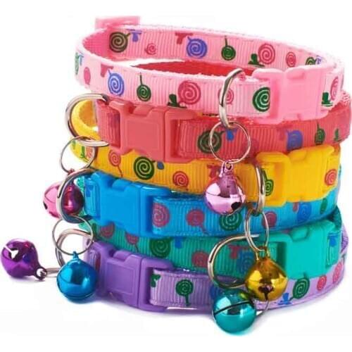 Nylon Cute Cat Collar Bell Collier De Chat Collar Gato Nombre Charm And Bell Adjustable With Soft Velvet Material New Colors