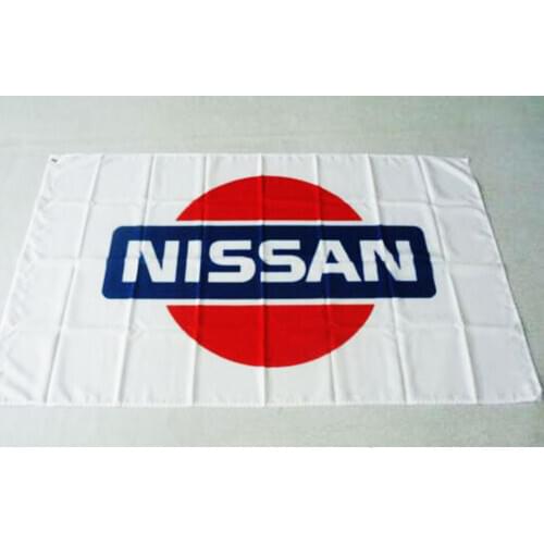 Nissan car racing flag, with white background, polyester 90 * 150CM