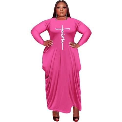 2021 New Women Autumn Long Sleeve Irregular Dress Plus Size Loose Pleated Long Dress Vintage Print Loose Pockets Dress Vestidos