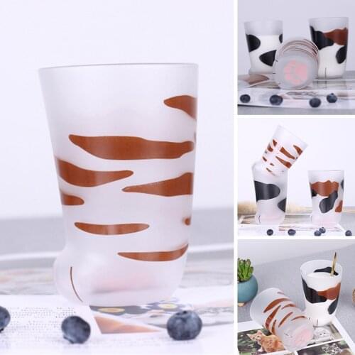 Wholesale Novelty Cat Claw Cup Cat Paw Frosted Cup Kids Milk Glass Cups Personality Breakfast Milk Cup Cute Mug for Home NOV99