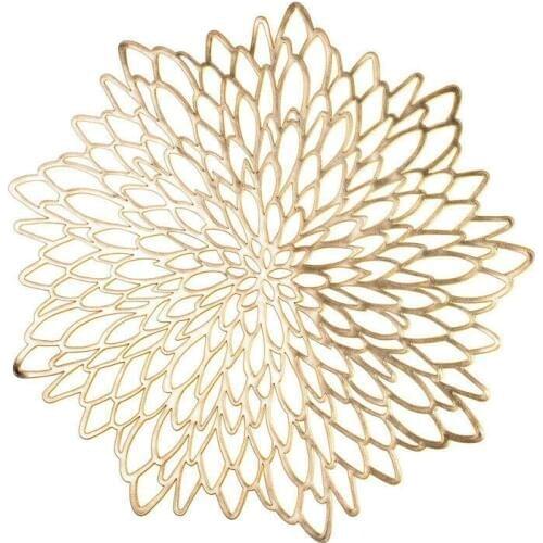 PVC Hollow Table Mats Coaster Insulation Pads Placemat Dining Tableware Plate Bowl Plastic Round Pads 38cm Home Decor Dropship