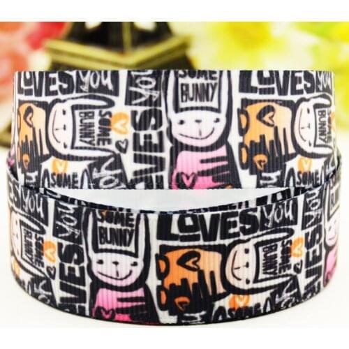 22mm 25mm 38mm 75mm Rabbit cartoon printed Grosgrain Ribbon party decoration 10 Yards X-04564